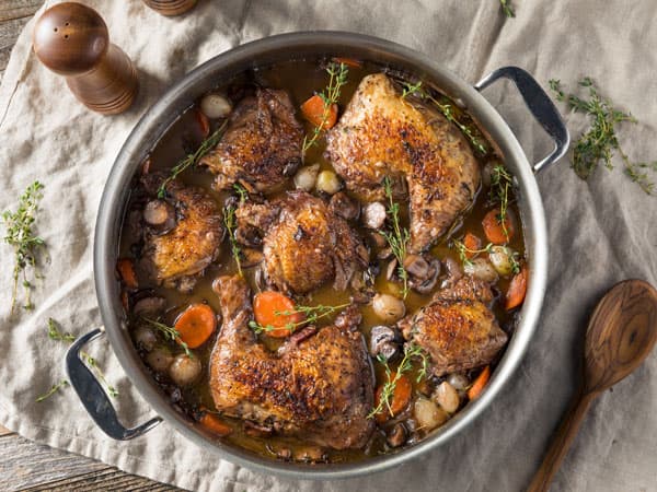 Traditional coq au vin