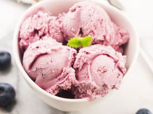 Fruit ice cream with blueberries