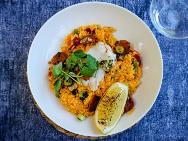 Cod and Prawn Paella
