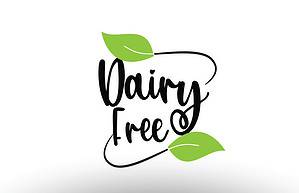 Dairy Free word text with green leaf logo icon design